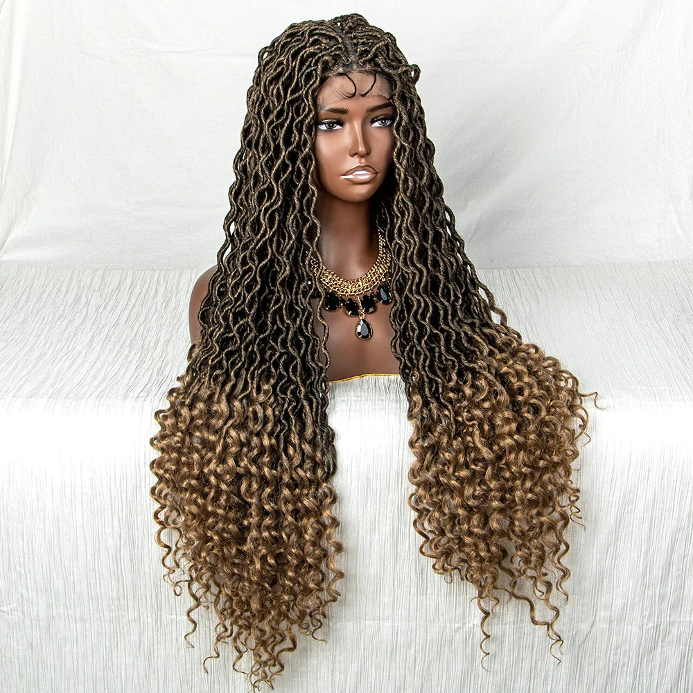 Colorful Dreadlocks & Water Wave Braids Wig | Lace Front | Baby Hair