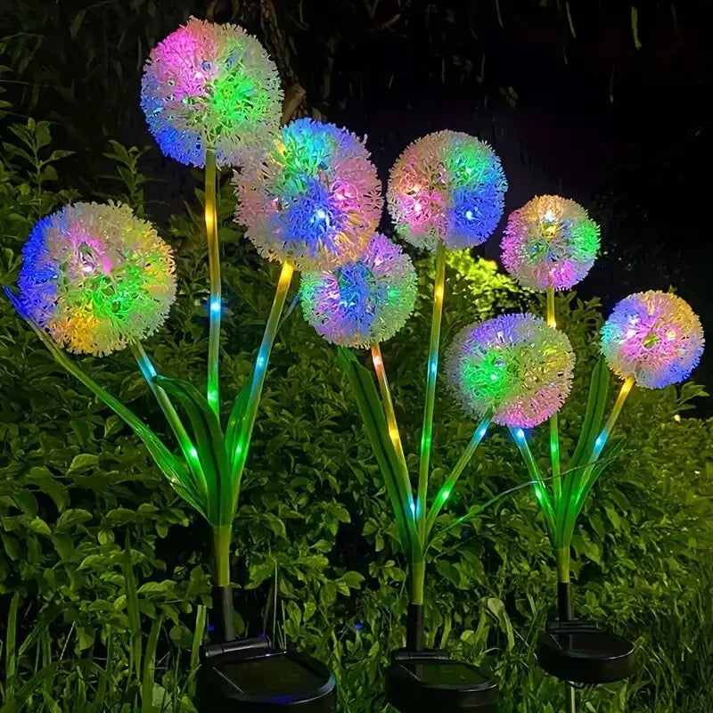 1pc Solar Dandelion LED Lawn Light,3-Head 2 Modes Decoration Lighting,Outdoor Landscape Lights For Garden,Yards,Lawns,Walkways