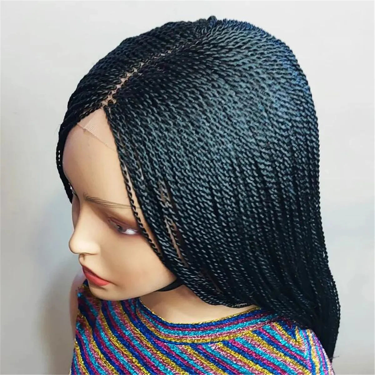 Micro Twist Nano Braided Wig - Black & Gold Million Braids Lace Closure Wig - Boho Locs Braided Wig for Black Women