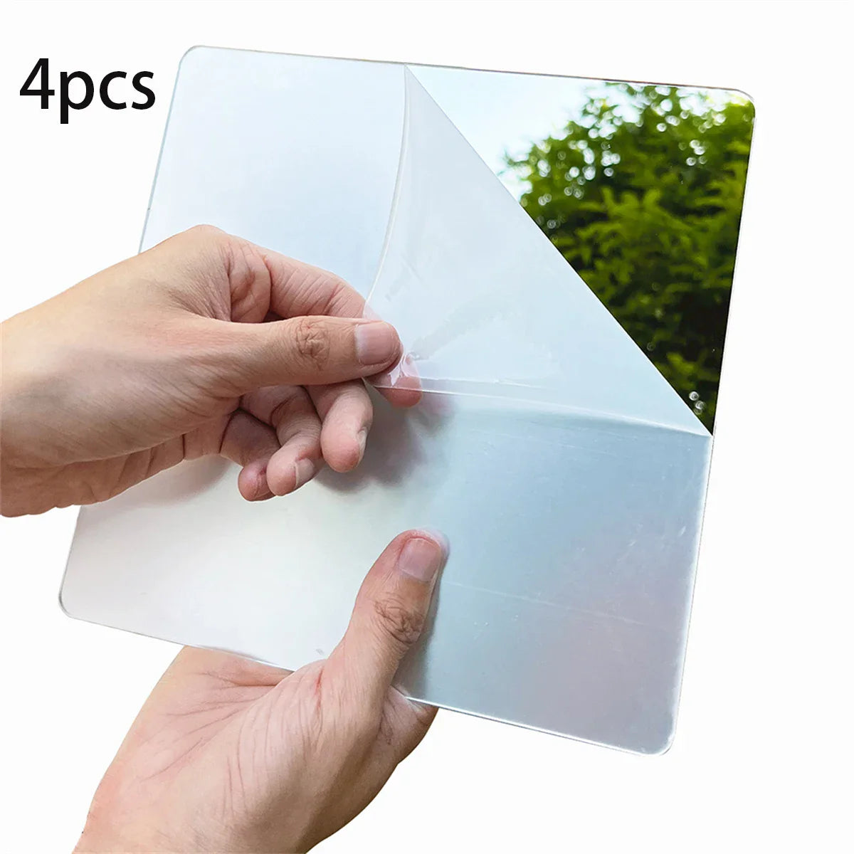 4pcs Square Mirror Wall Sticker Acrylic Home Decoration Stickers Self-adhesive Art Mural For Bathroom Bedroom Living Room