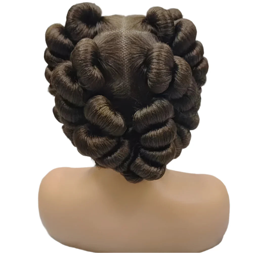 Short Cute Bantu Knotless Braids Wig | Transparent Full Lace | Handmade