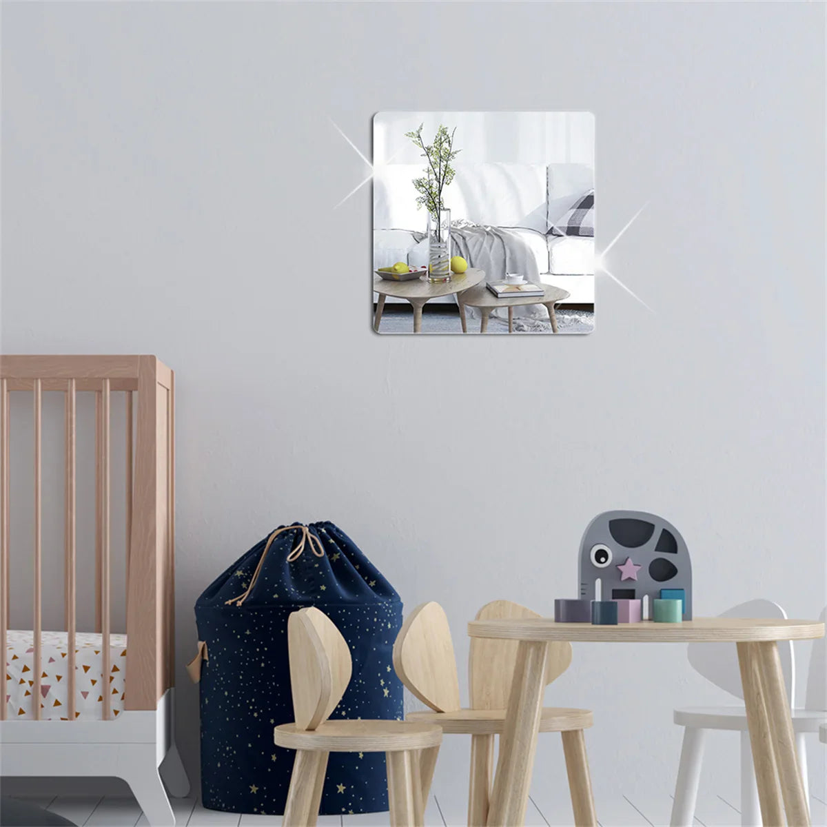4pcs Square Mirror Wall Sticker Acrylic Home Decoration Stickers Self-adhesive Art Mural For Bathroom Bedroom Living Room