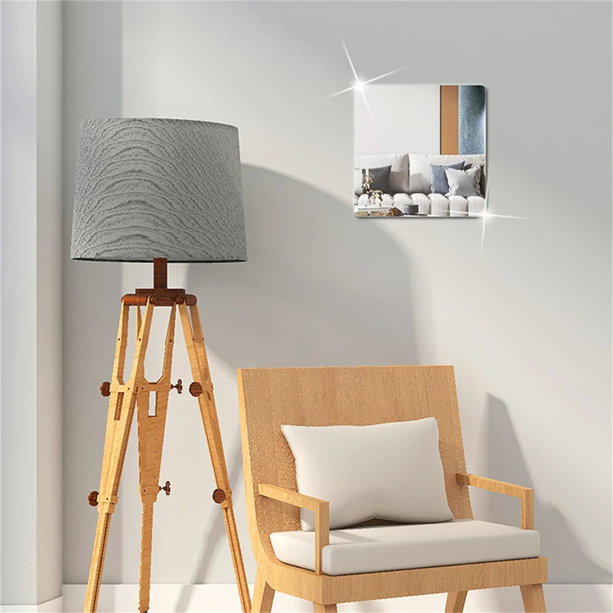 4pcs Square Mirror Wall Sticker Acrylic Home Decoration Stickers Self-adhesive Art Mural For Bathroom Bedroom Living Room