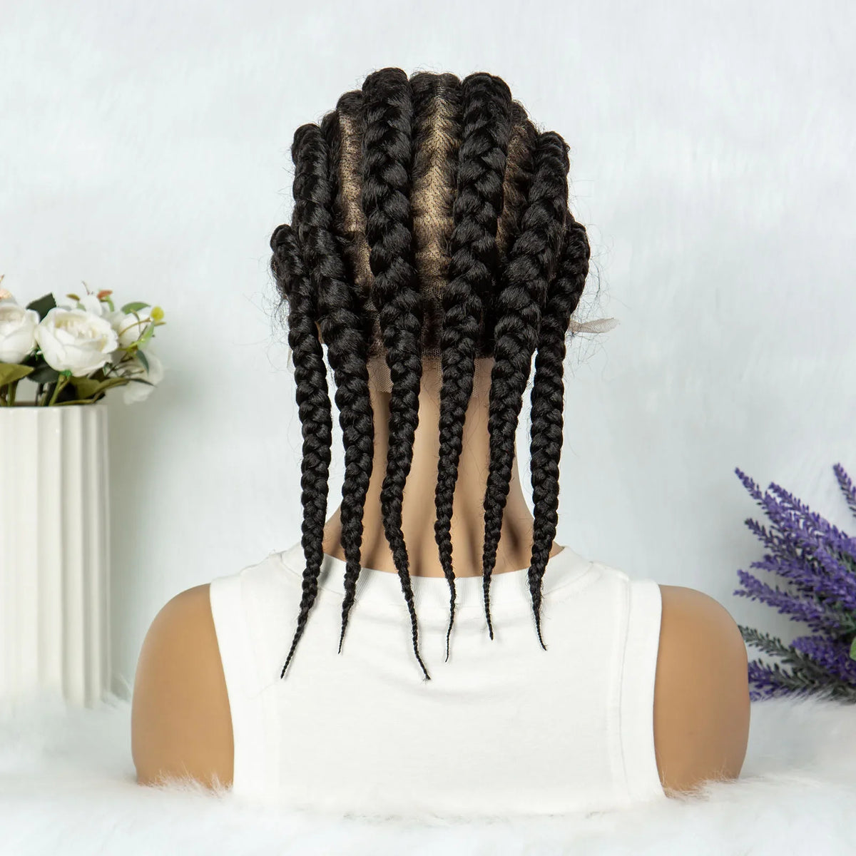 Full Lace Knotless Box Braids Wig | Cornrow Accent