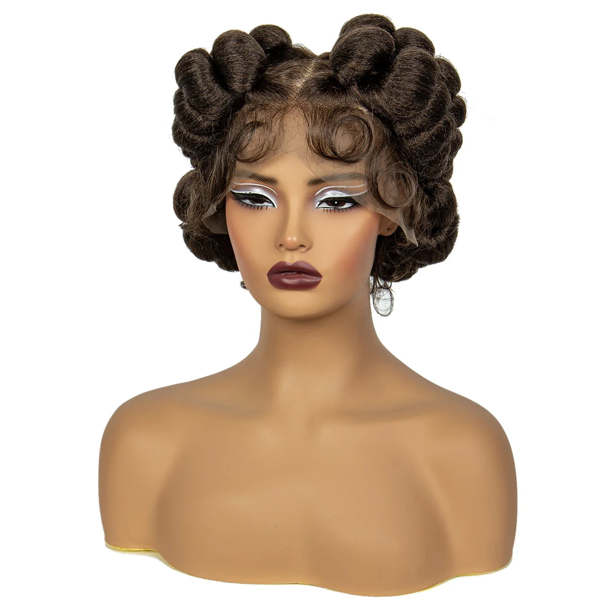 Ginger Orange Bantu Knotless Braids Wig | Full Lace | Short Bob | 350#
