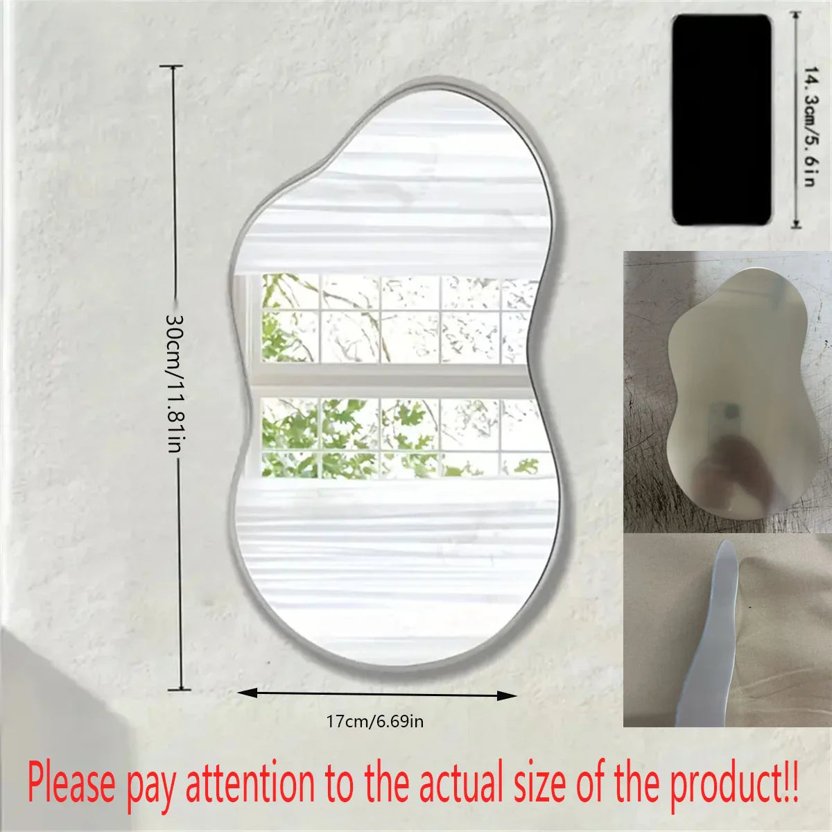 1pc Irregular Wall Mirror Cloud Mirror Asymmetric Acrylic Wall Mirror Suitable For Home Decoration, Room, Bathroom Living Room