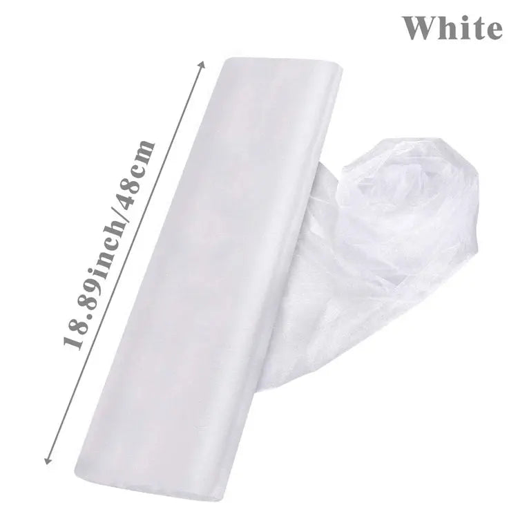 5/10m Wedding Decoration Tulle Roll Crystal Organza Sheer Fabric For Wedding Birthday Party Backdrop Weeding Chair Sashes Decor