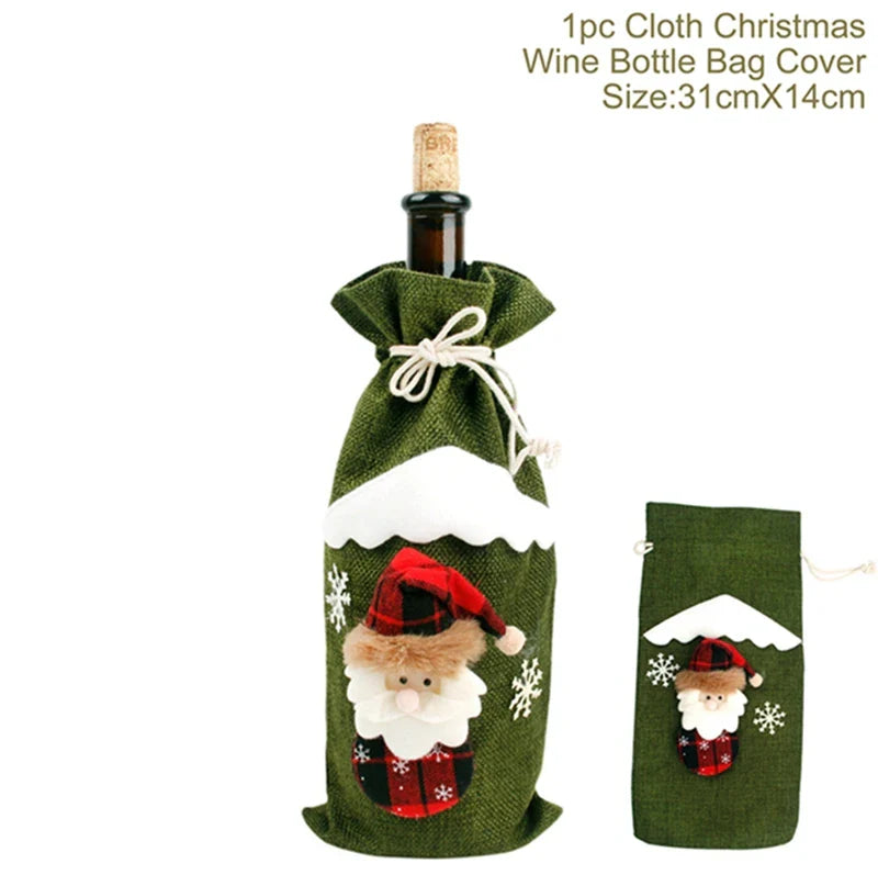 Christmas Wine Bottle Cover Merry Christmas Decorations For Home 2024 Christmas Ornament Xmas Navidad Natal Gifts New Year 2025
