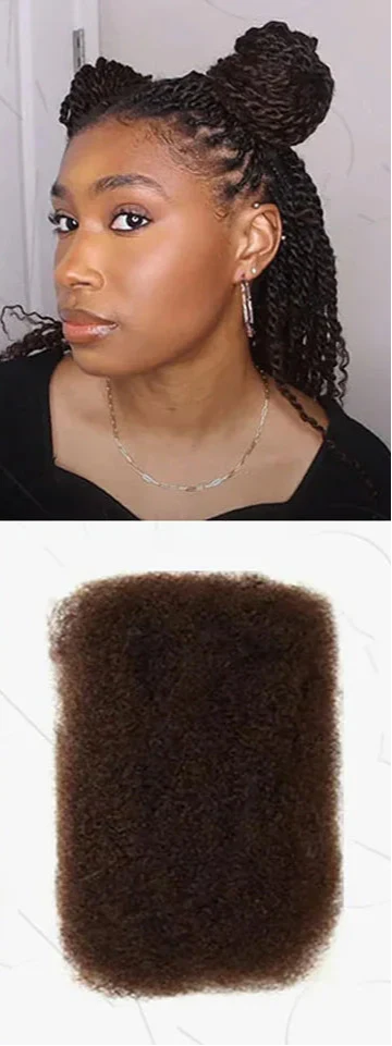 QVR Afro Kinky Bulk Human Hair for Braids & Locs | Virgin Remy Natural Color Extensions