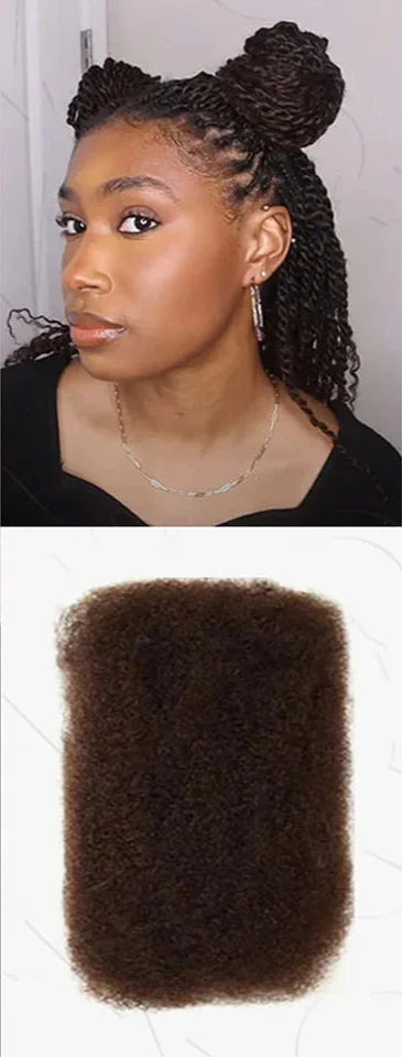 Remy Afro Kinky Bulk Human Hair for Braiding | No Attachment DIY Mini Twists & Braids (Brazilian, 1Pc)