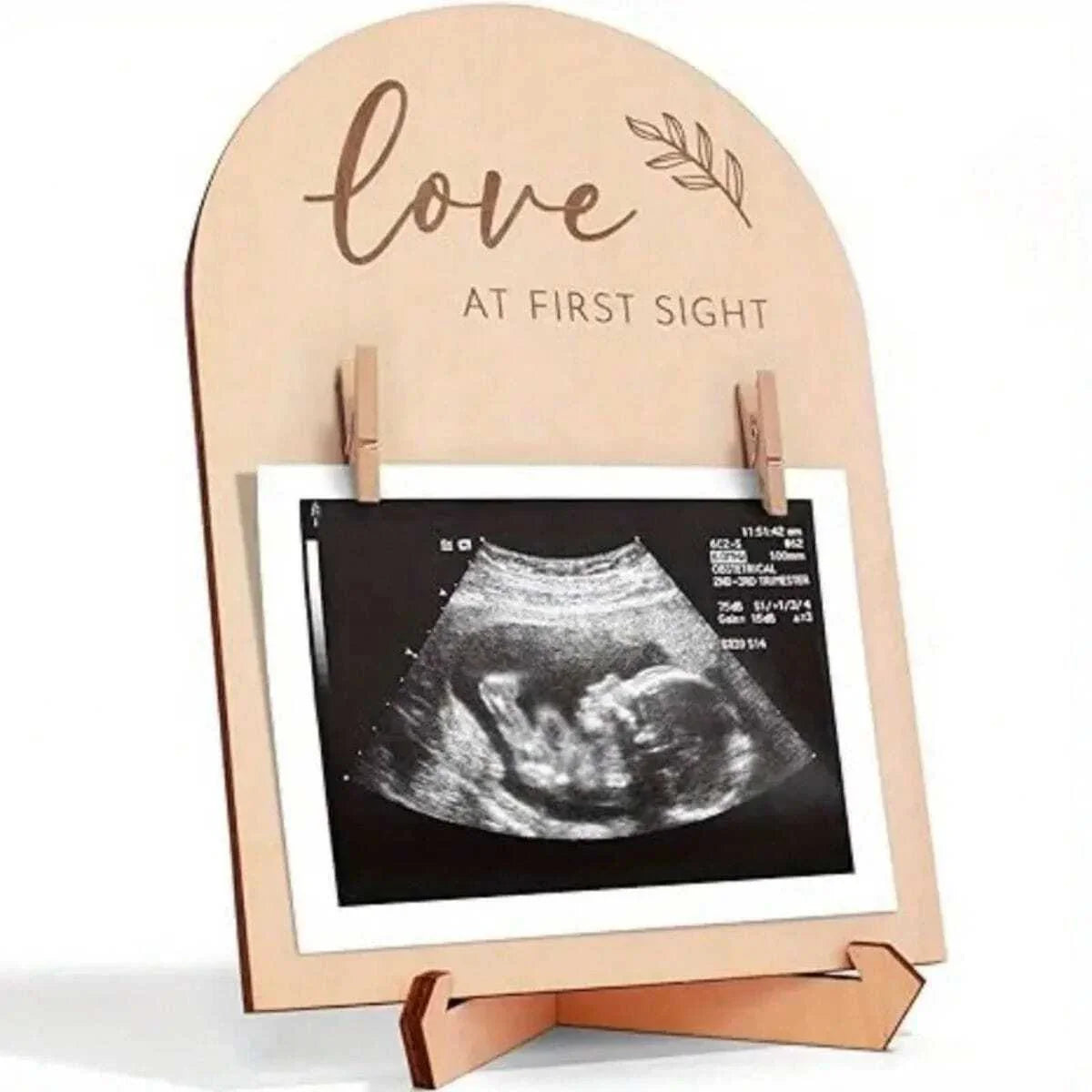 1pc Cute Wooden Ultrasonic Photo Frame, Suitable For Your Pregnancy Announcement, Ultrasonic Photo Frame, Suitable For Daycare