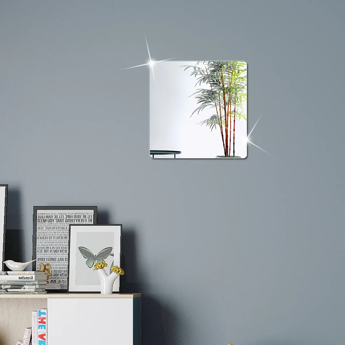 4pcs Square Mirror Wall Sticker Acrylic Home Decoration Stickers Self-adhesive Art Mural For Bathroom Bedroom Living Room