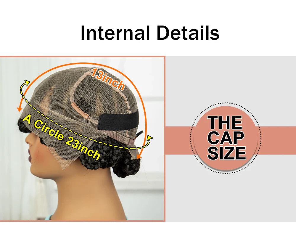 Handmade Knotless Bantu Cornrow Braids Wig | Full Lace Front | Short Braids