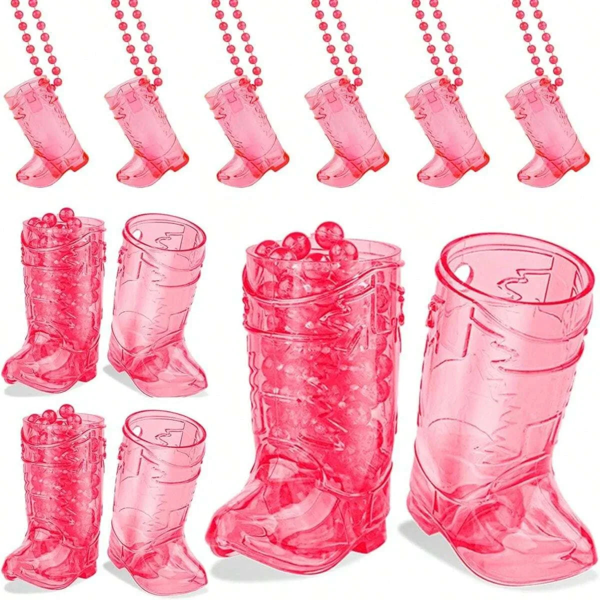 Cowboy Boot Shot Glasses on Beaded Necklace Plastic Cowgirl Shot Glass Cup Necklace Bride and Groom Supply for Bachelorette
