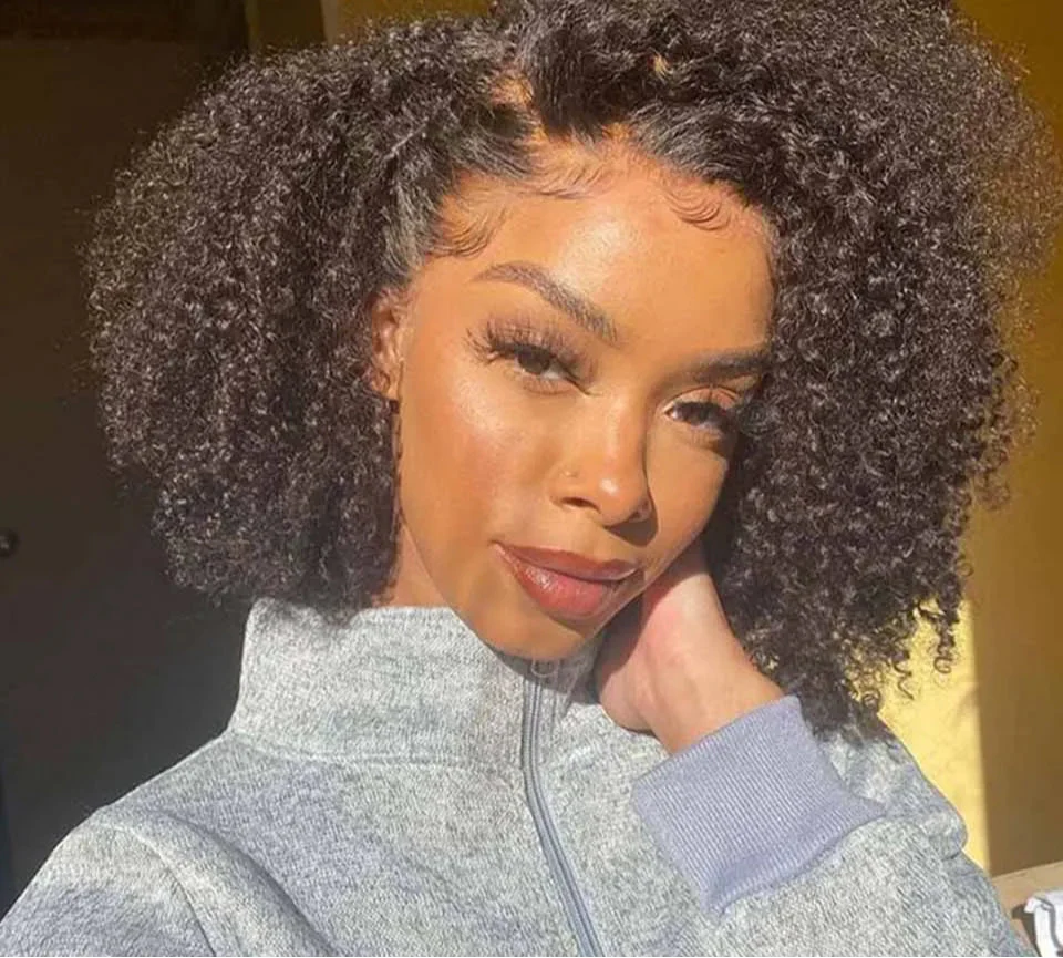Ombre T1B/30 Afro Kinky Curly Lace Front Bob Wig | Pre-Plucked Transparent Lace Brazilian Deep Curly Human Hair