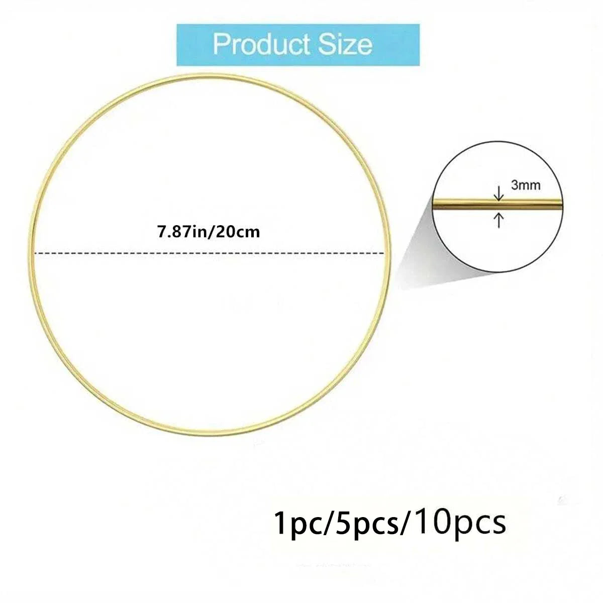 1pc/5pcs /10pcs 2 Sizes Wreath  Gold Hoop Rings For DIY Floral Wedding Decorations,Dream CatcherAnd Wall Hanging Crafts