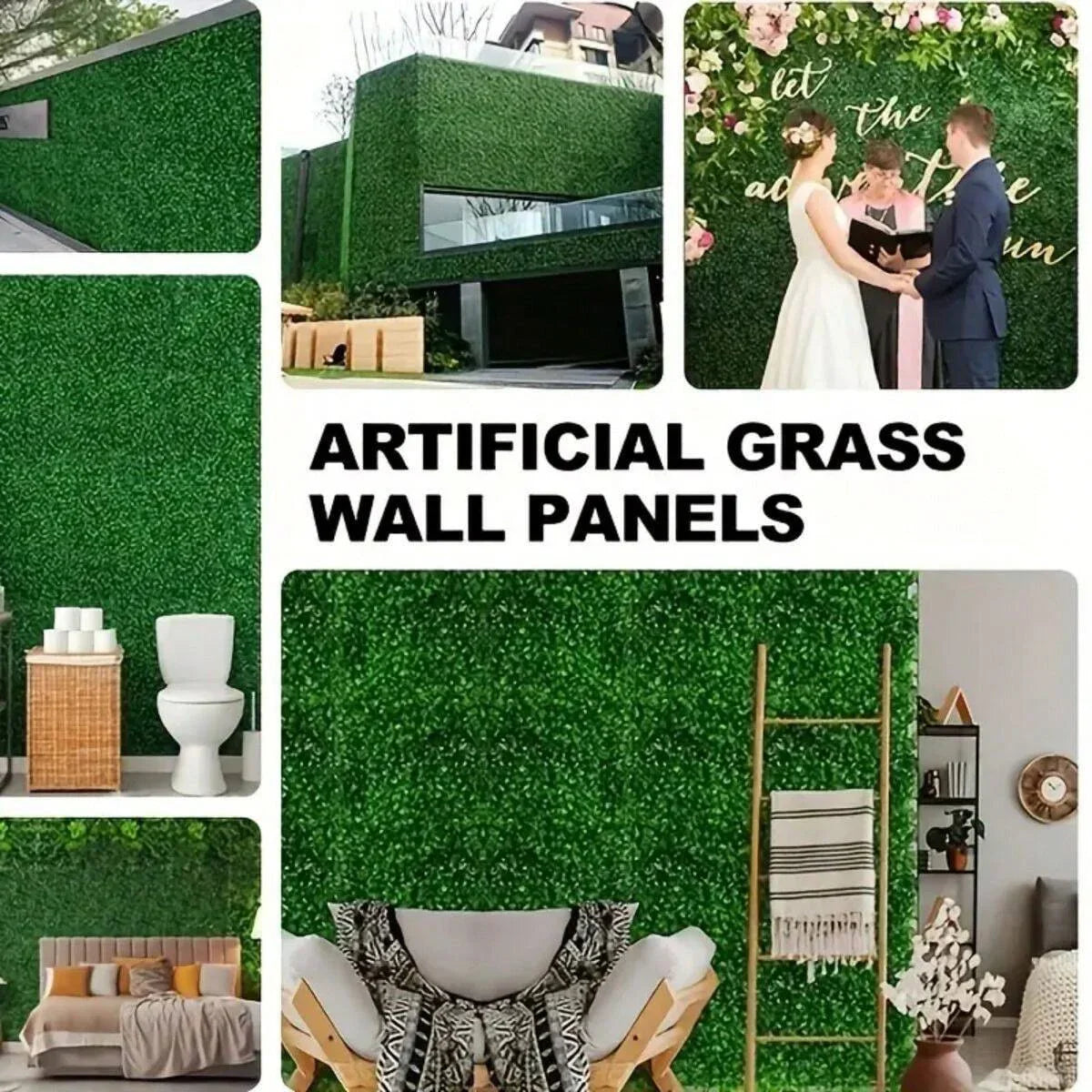 10pcs Grass Wall Panels Artificial Boxwood Grass Greenery Backdrop Wall Topiary Hedge Plant