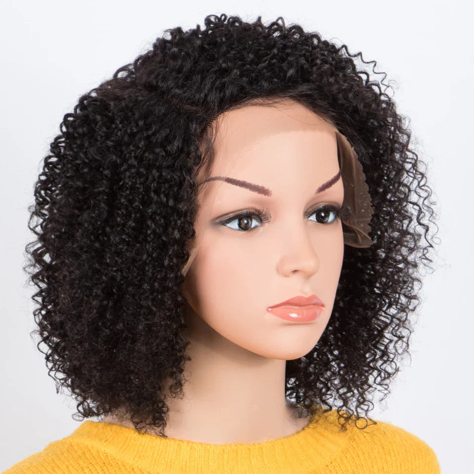 Ombre T1B/30 Afro Kinky Curly Lace Front Bob Wig | Pre-Plucked Transparent Lace Brazilian Deep Curly Human Hair