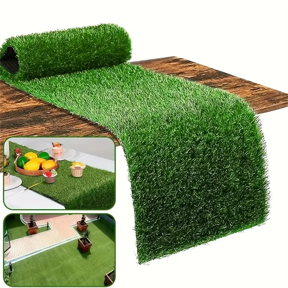 Artificial Grass Table Runner Durable Easy-Clean Rectangular Table Decor for Christmas Weddings Outdoor Golf & Football Parties