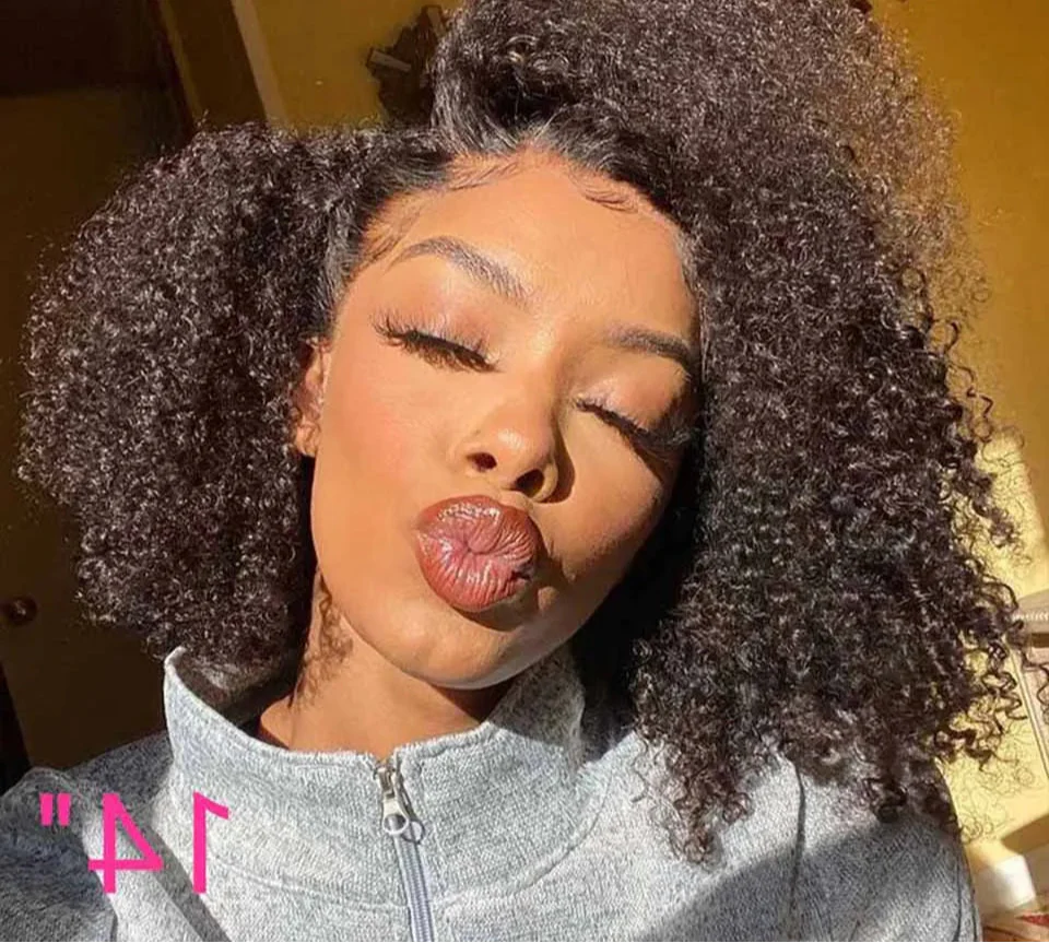 Ombre T1B/30 Afro Kinky Curly Lace Front Bob Wig | Pre-Plucked Transparent Lace Brazilian Deep Curly Human Hair