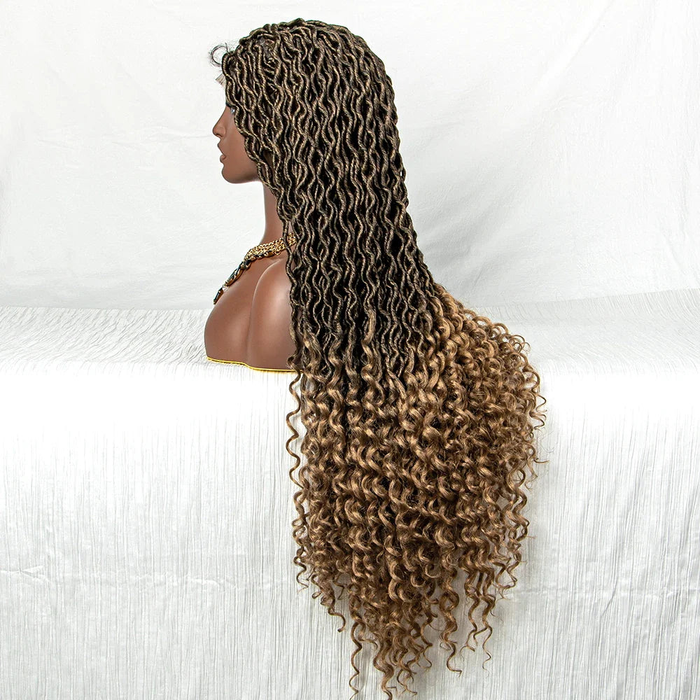 Colorful Dreadlocks & Water Wave Braids Wig | Lace Front | Baby Hair