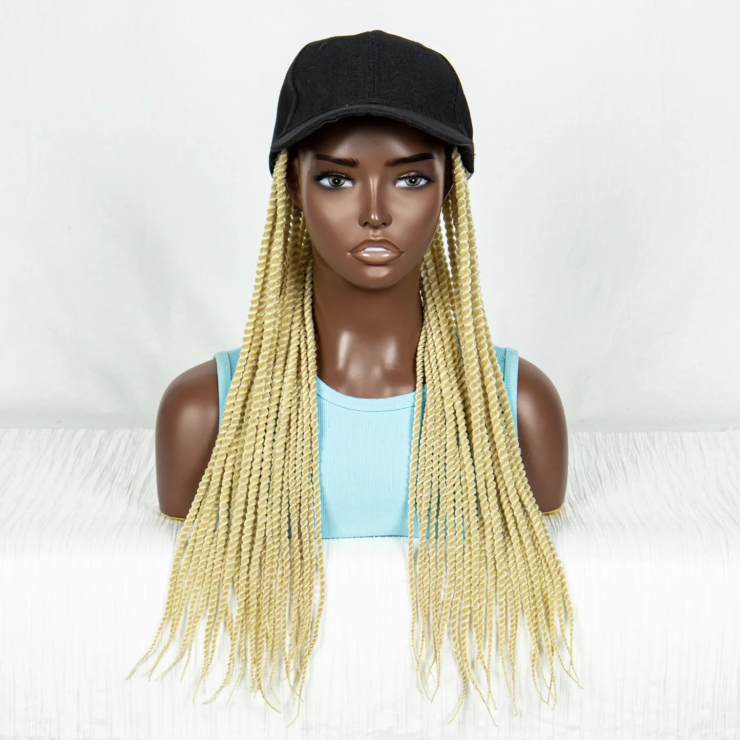Braided Hat Wig with Twist Crochet Hair | Knotless Box Braids | Baseball Cap