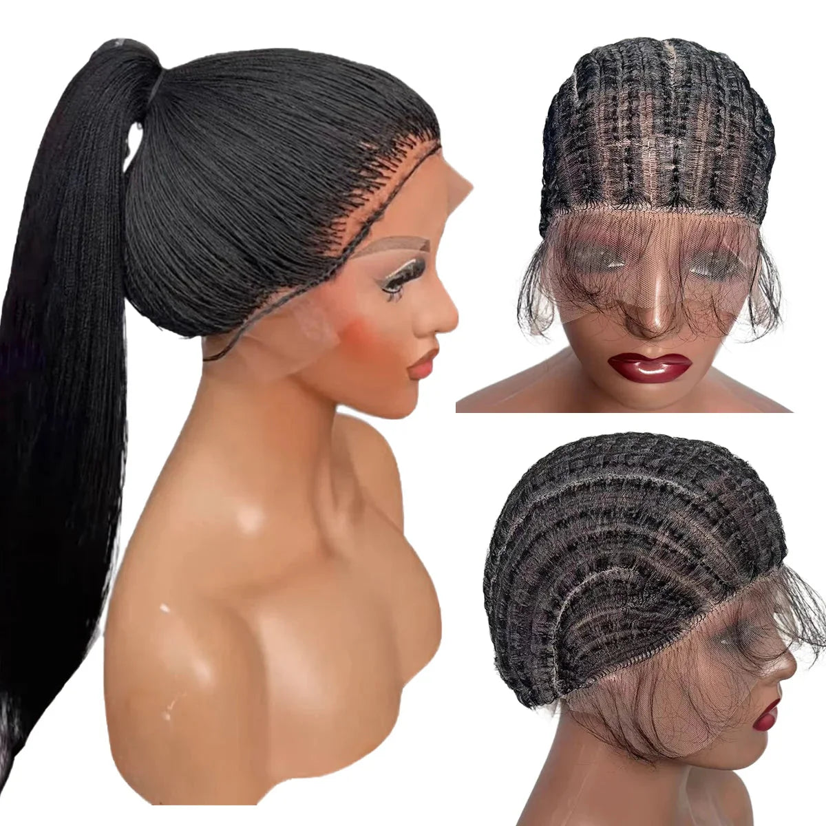 Full Lace Crochet Wig Cap with Baby Hair | Micro Senegalese Twist & Crochet Wig Base | Virgin Chinese Hair | Jerry Curl