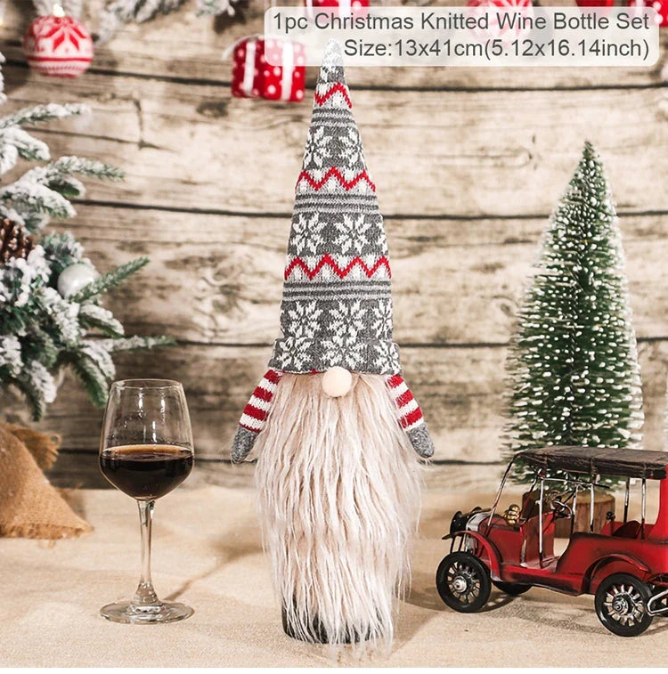 Christmas Wine Bottle Cover Merry Christmas Decorations For Home 2024 Christmas Ornament Xmas Navidad Natal Gifts New Year 2025
