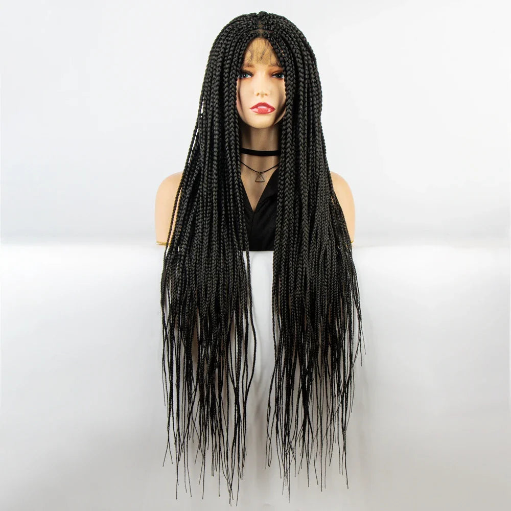Double Full Lace Knotless Box & Cornrow Braids Wig