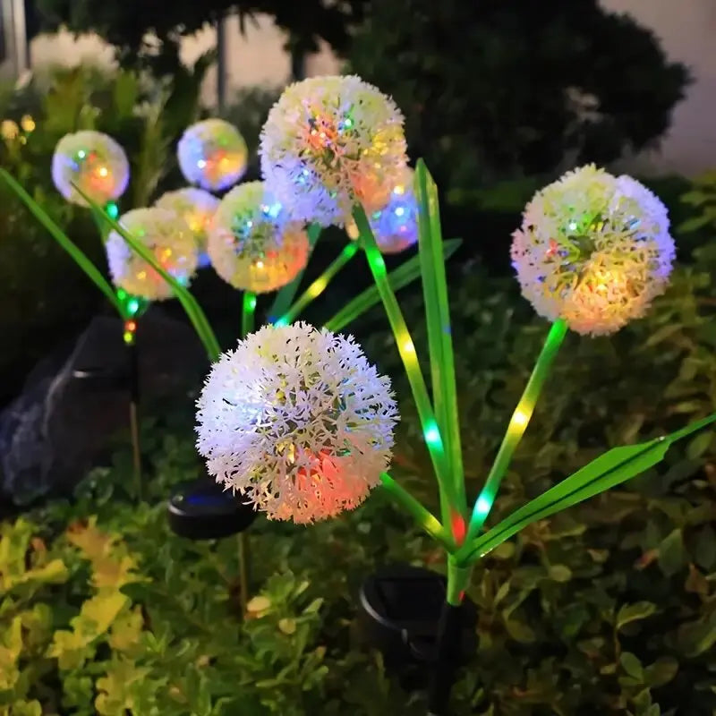 1pc Solar Dandelion LED Lawn Light,3-Head 2 Modes Decoration Lighting,Outdoor Landscape Lights For Garden,Yards,Lawns,Walkways