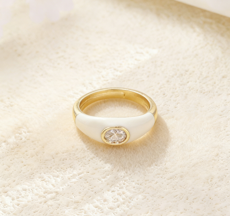 Oil-Dropped Zircon Ring for Women