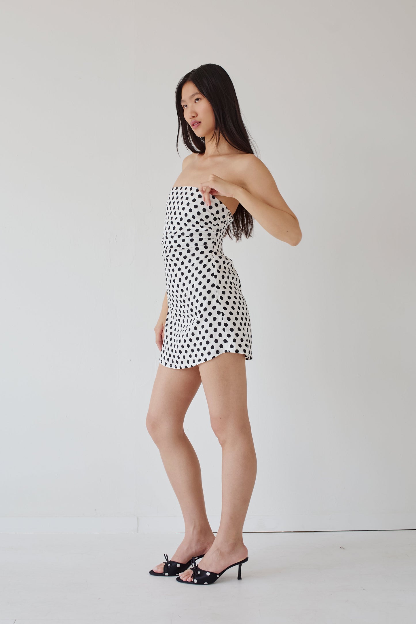 NGOC polka dot dress white
