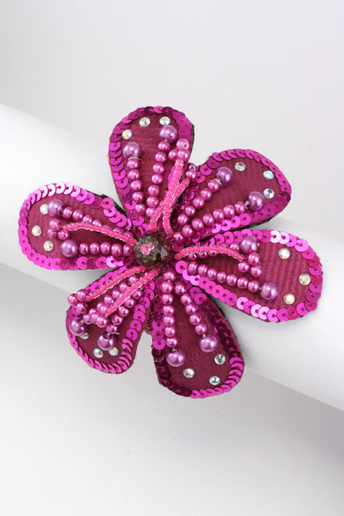 Sequin Flower Convertible Bracelet Scrunchie