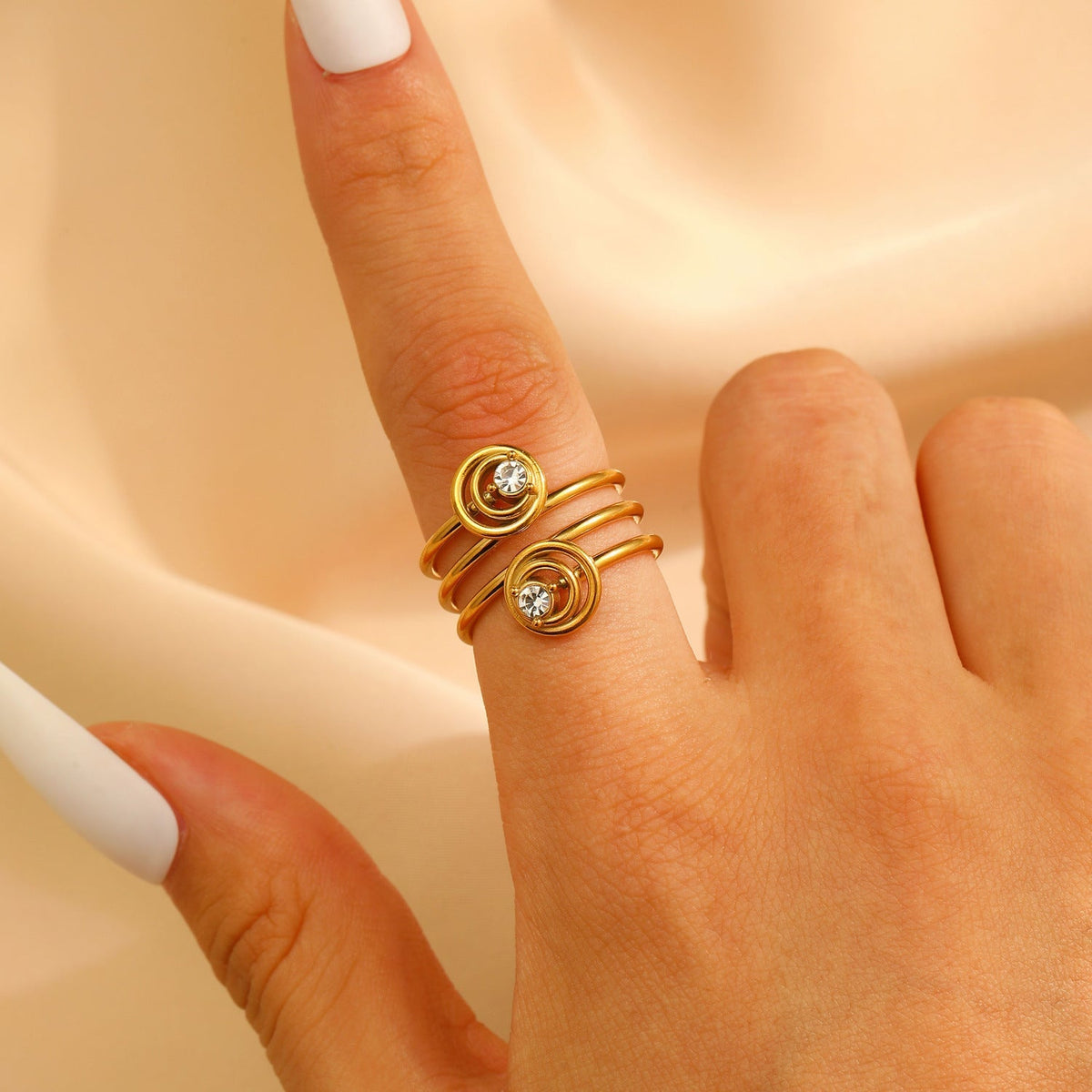 Stainless Steel Zircon Line Ring