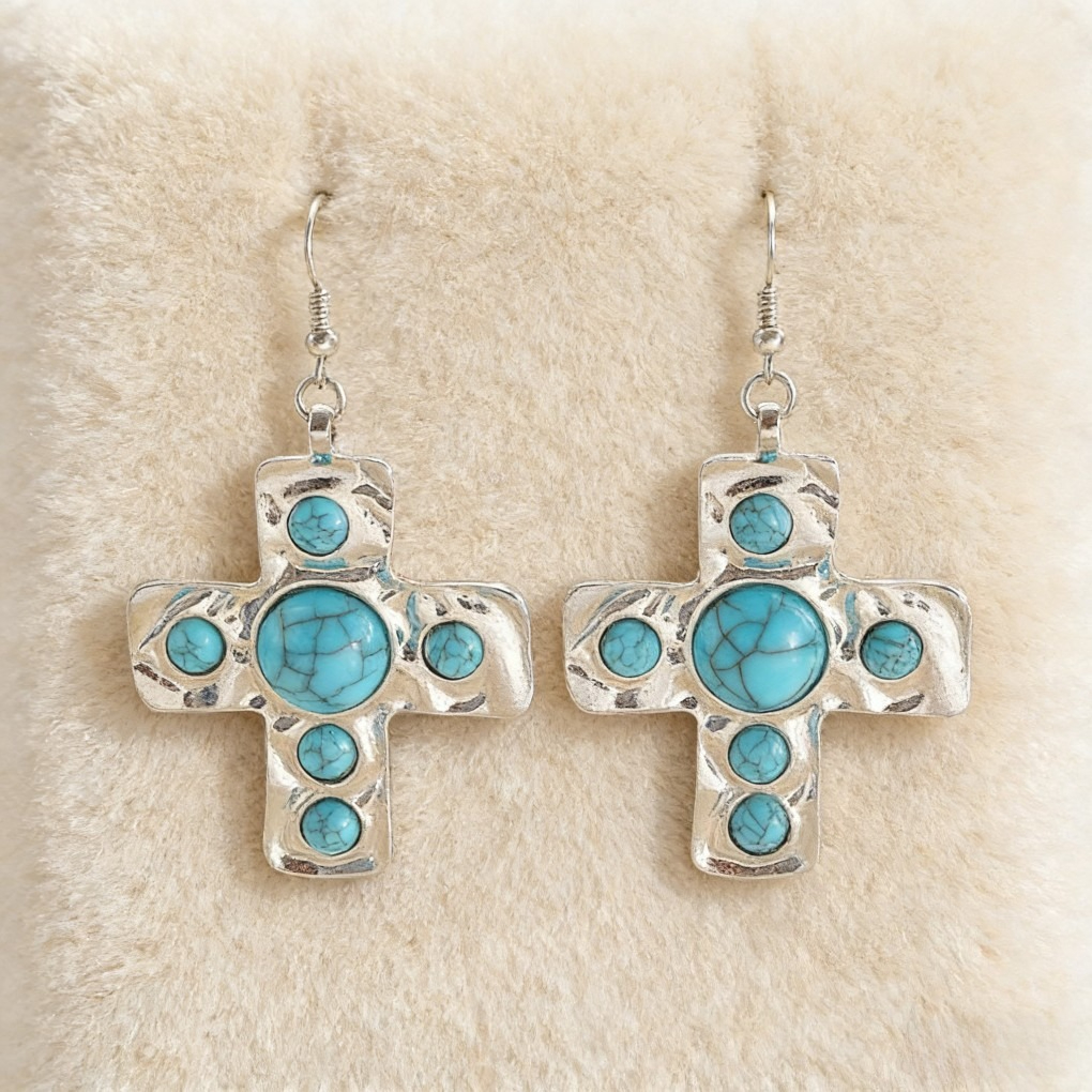 Vintage Bold Turquoise Cross Jewelry Set