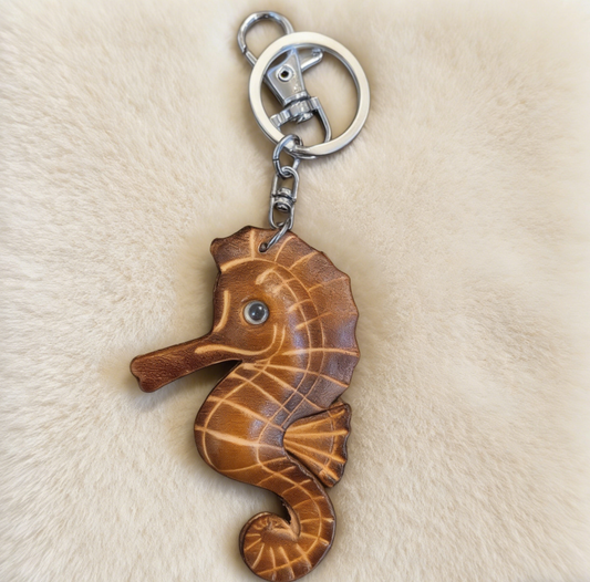 Handmade Seahorse Leather Keychain