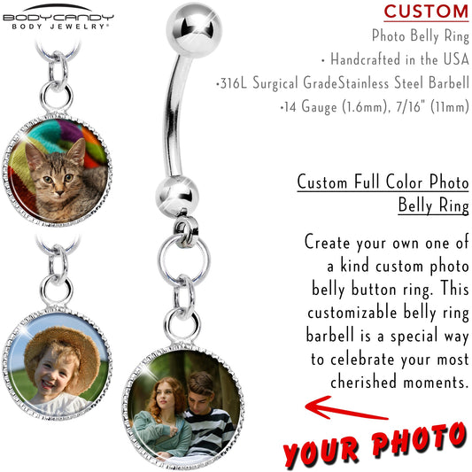 Custom Dangle Full Color Photo Belly Ring