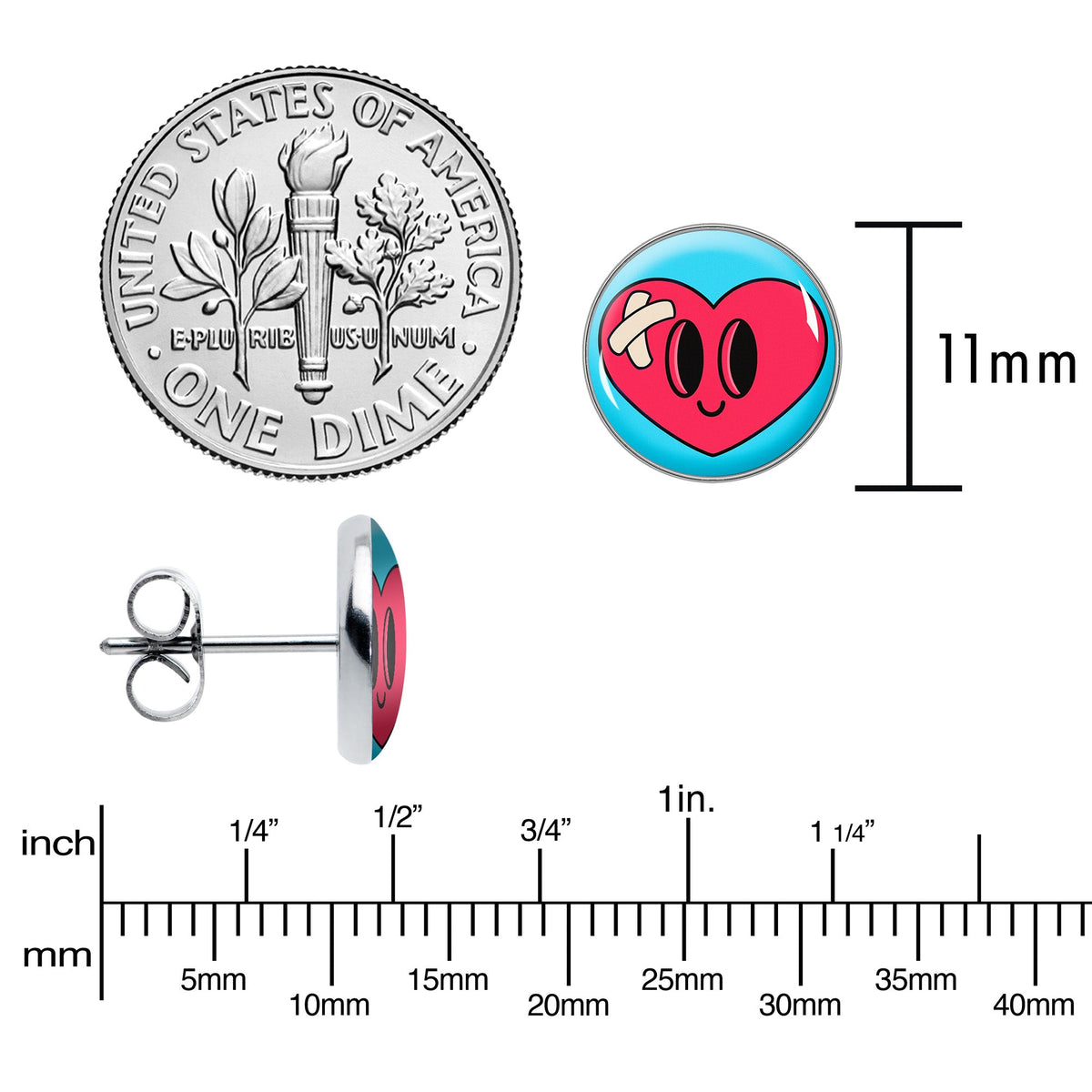 Heartbreak Bandaged Heart Stud Earrings by Onyx O