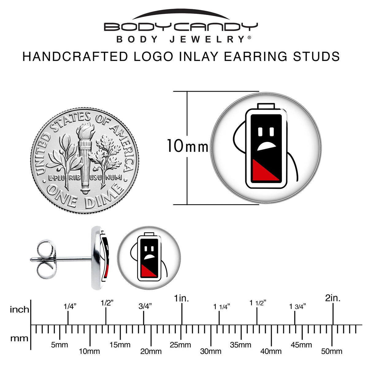 Battery Empty Stud Earrings by Onyx O