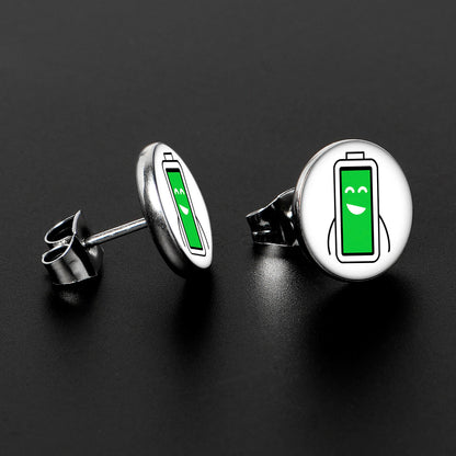 Battery Full Stud Earrings by Onyx O