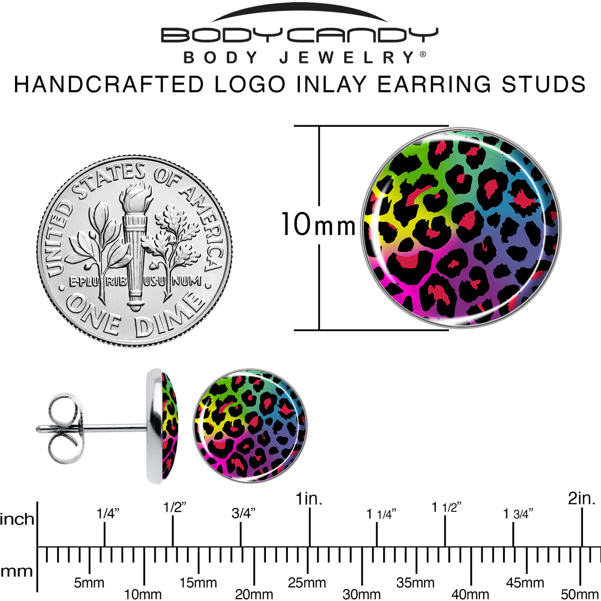 Rainbow Cheetah Print Stud Earrings by Onyx O