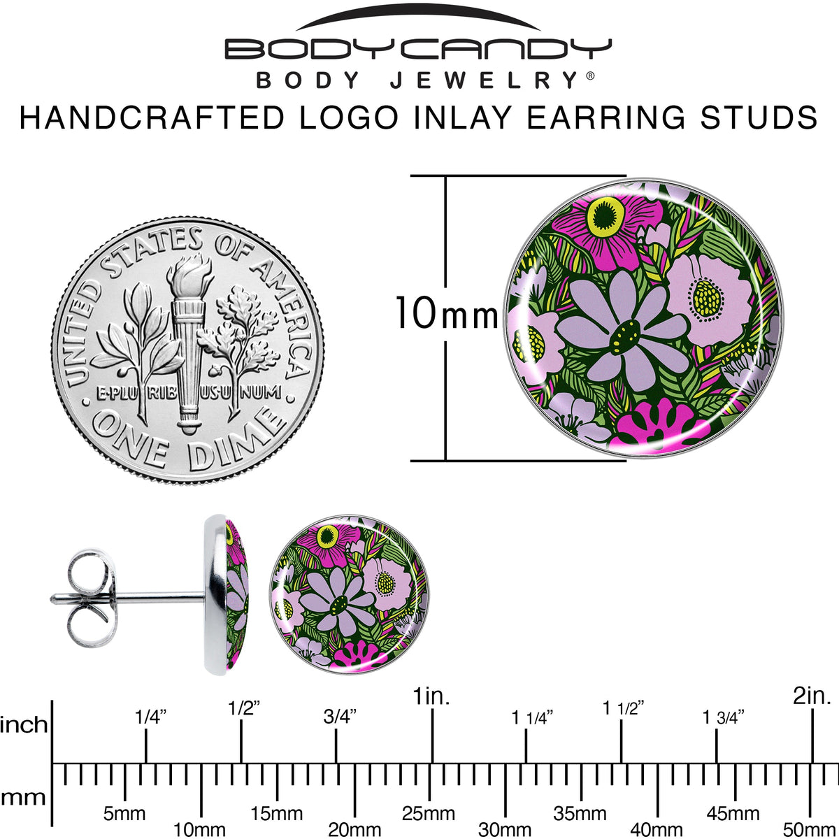 Blossom Creation Paradise of Pink Flowers Stud Earrings by Onyx O