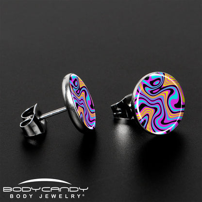 Funky Swirls Stud Earrings by Onyx O