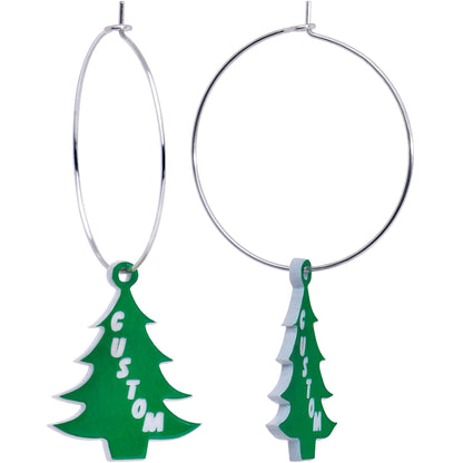 Custom Christmas Tree Personalized Hoop Earrings