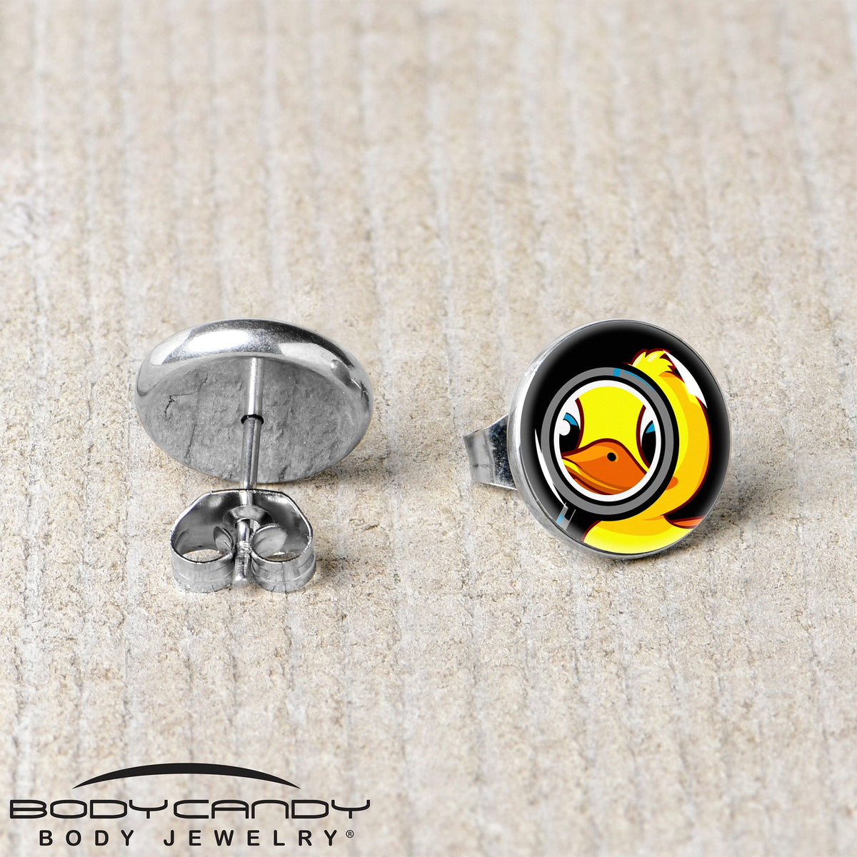 Magnified Yellow Duck Stud Earrings by Onyx O