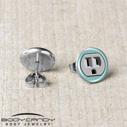 Frowning Plug Outlet Stud Earrings by Onyx O