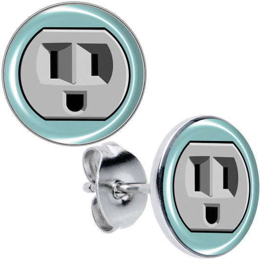 Smiling Plug Outlet Stud Earrings by Onyx O