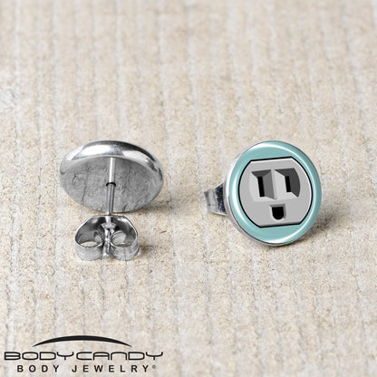 Smiling Plug Outlet Stud Earrings by Onyx O