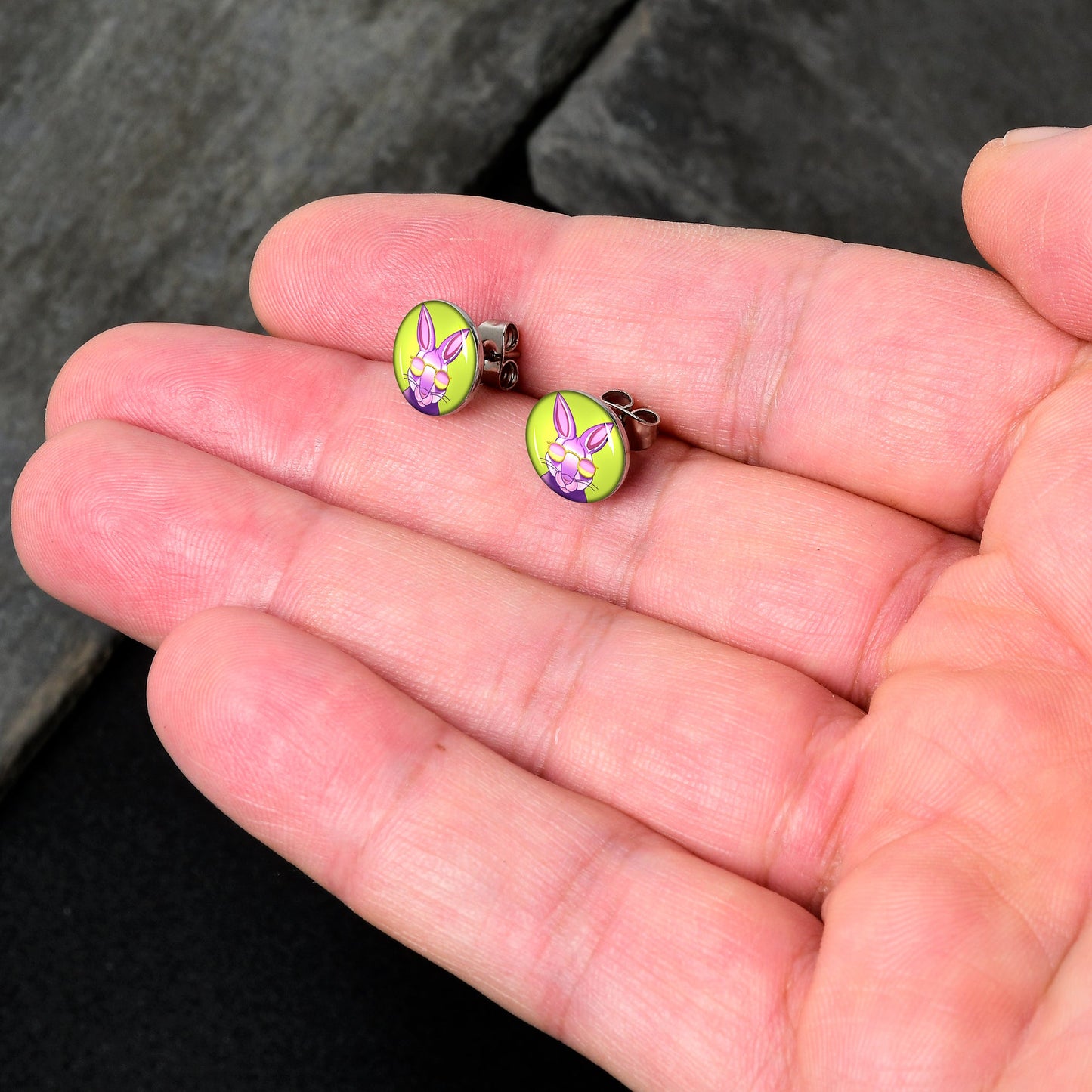 Cool Shades Bunny Stud Earrings by Onyx O