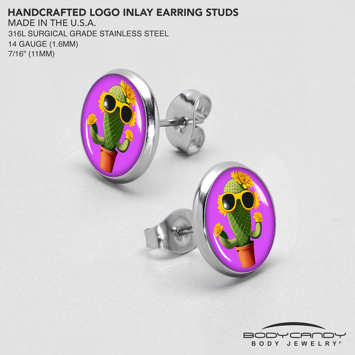 Sunflower Cactus Stud Earrings by Onyx O